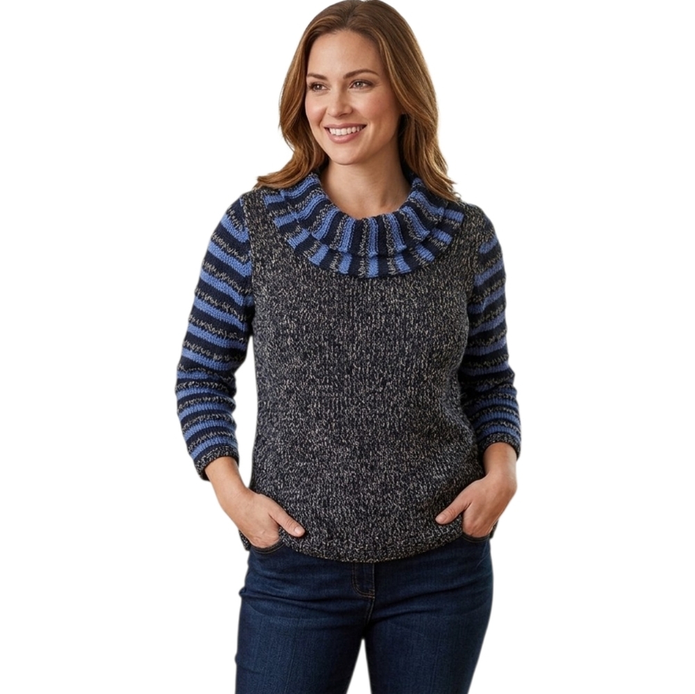 XL Spanner Striped Sweater Sport Purple Black Stripe Sparkle Sweater